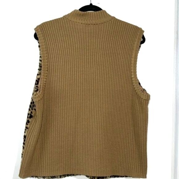 Kathie Lee Collection Ladies Extra Large Leopard Print Faux Fur Vest - Picture 5 of 6